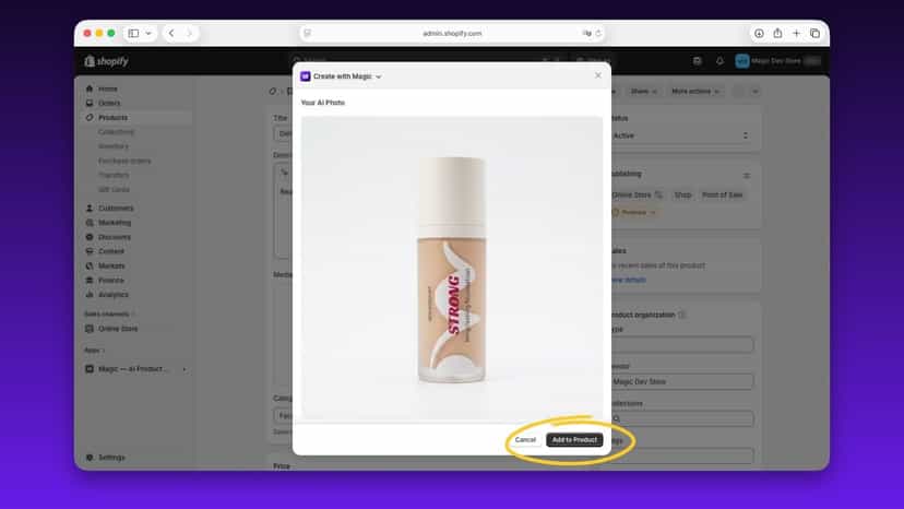 Generated product image ready to add to listing