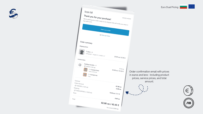 Dual Pricing in Order Confirmation Email