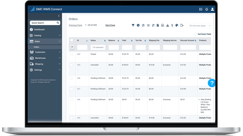 orders screen