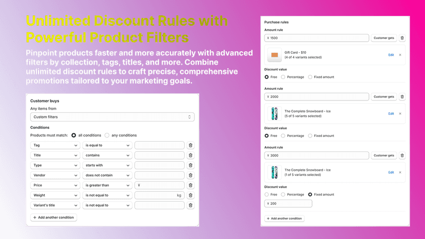 Unlimited Discount Rules with Powerful Product Filters
