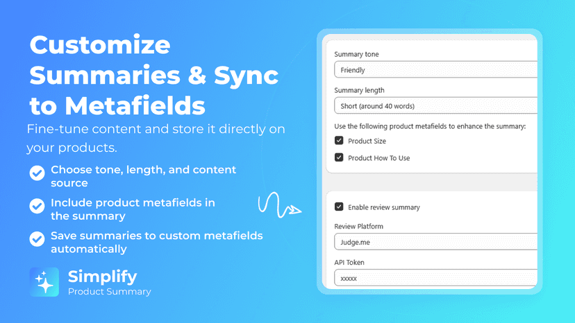 Customize summary options
