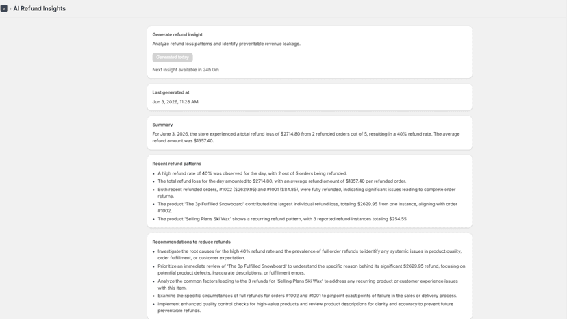 Generate AI-powered refund summaries