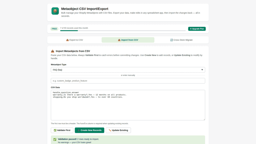Validate your CSV before anything is written to your store