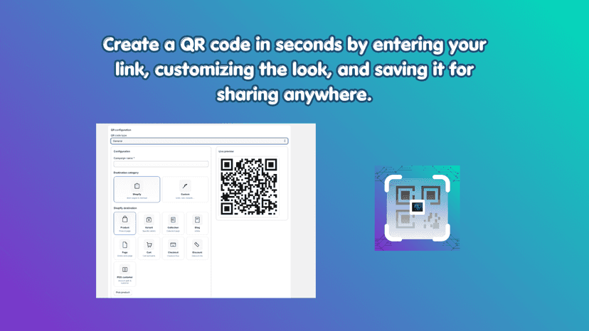 QR code style editor with colors, logo, and frame options