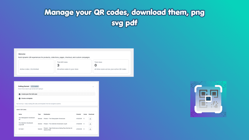 Optilayer Qr codes generator and tracking