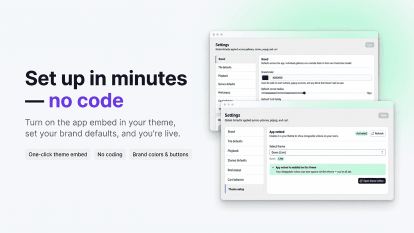 Add shoppable videos to your website, no-code setup