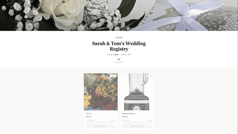 Filled registry page