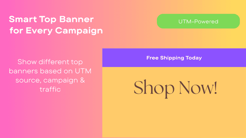 Smart top banner on a Shopify store showing a campaign message