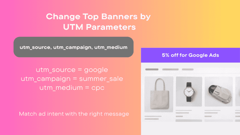 Shopify top banner shown based on UTM campaign parameters