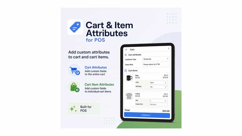 POS cart and item custom attributes on tablet checkout screen