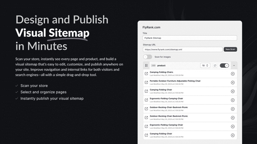 design and publish visual sitemap on shopify