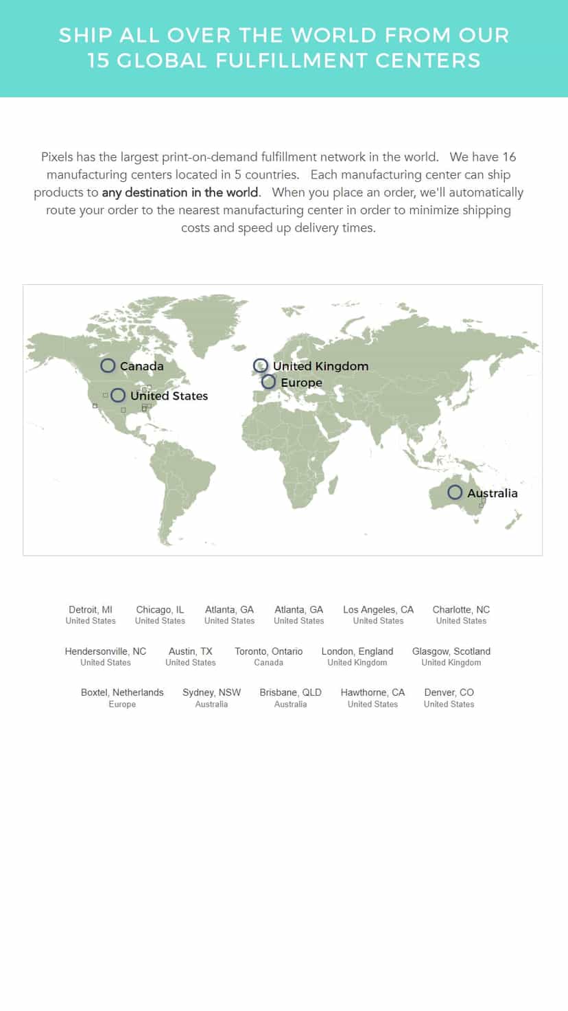 Ship Globally from our 15 Fulfillment Centers in 5 Countries
