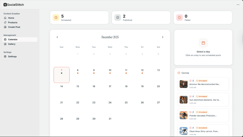 Social media content calendar and auto-scheduler