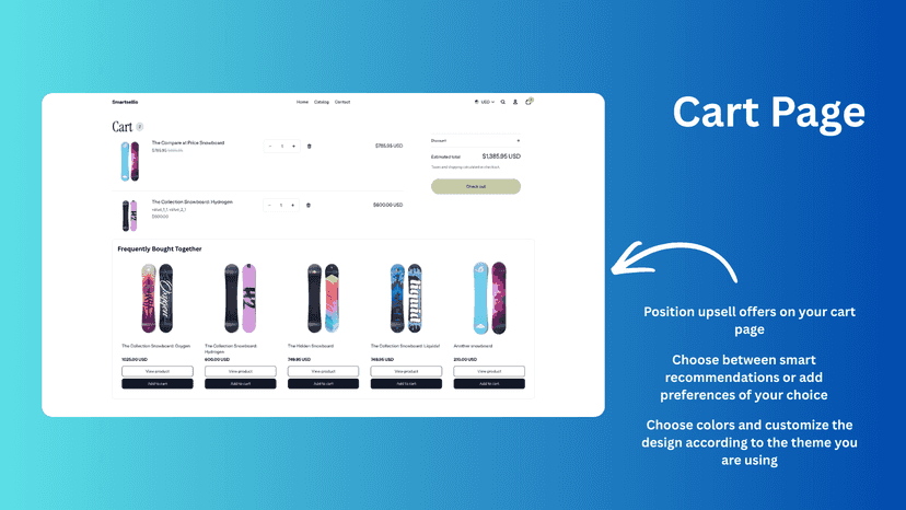 Cart Page with SmartSellio Upsell Widget