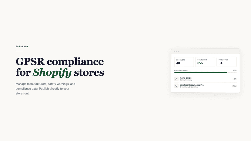GPSR compliance for Shopify stores