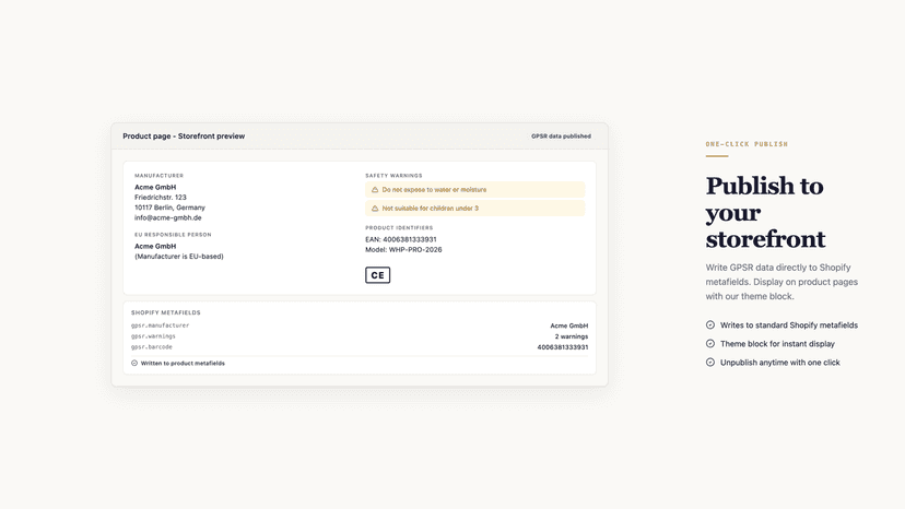 Publish to your storefront