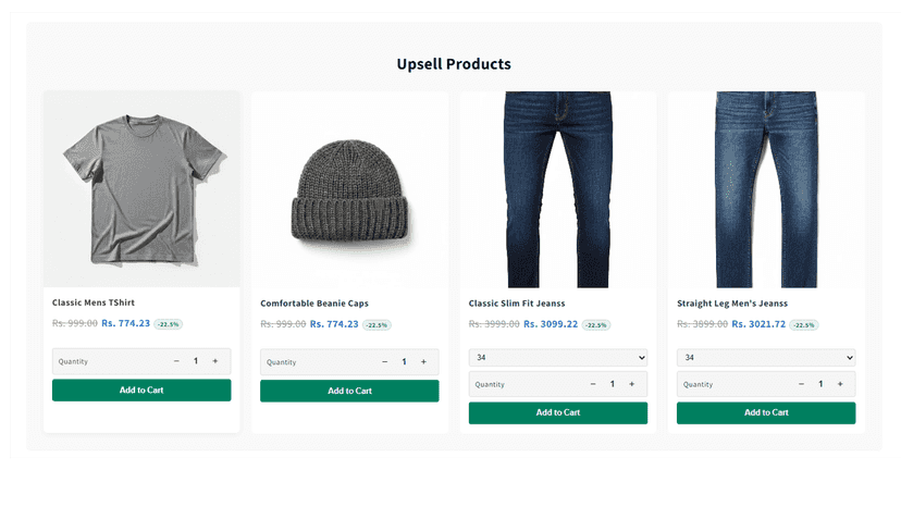 Upsell recommendation widget on a product page