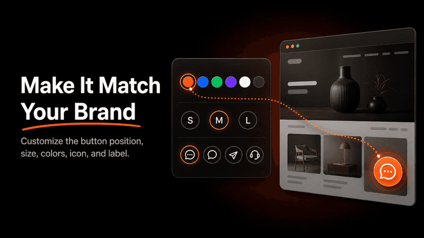 Customize chat button colors, size, icon, and label