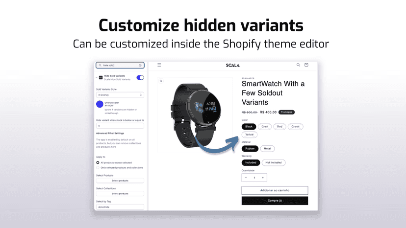 Customize hidden variants