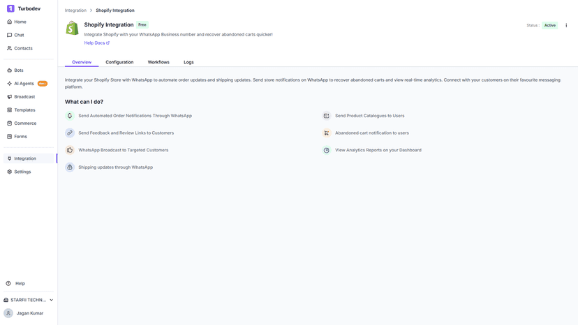 Integrate Shopify with your WhatsApp Business number and recover