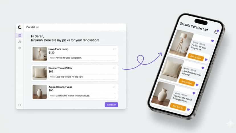 CurateList lets you pick products, add personal notes...
