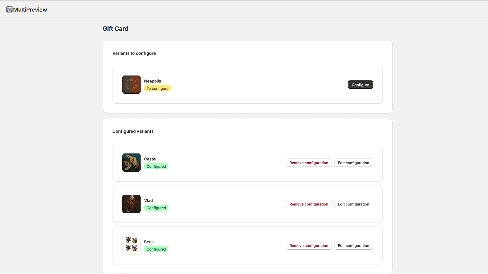 Track configured and unconfigured product variants