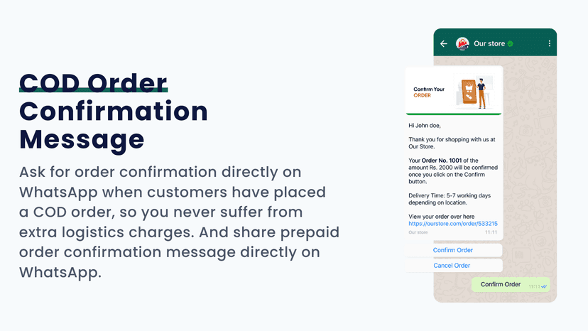 COD Order Confirmation Message