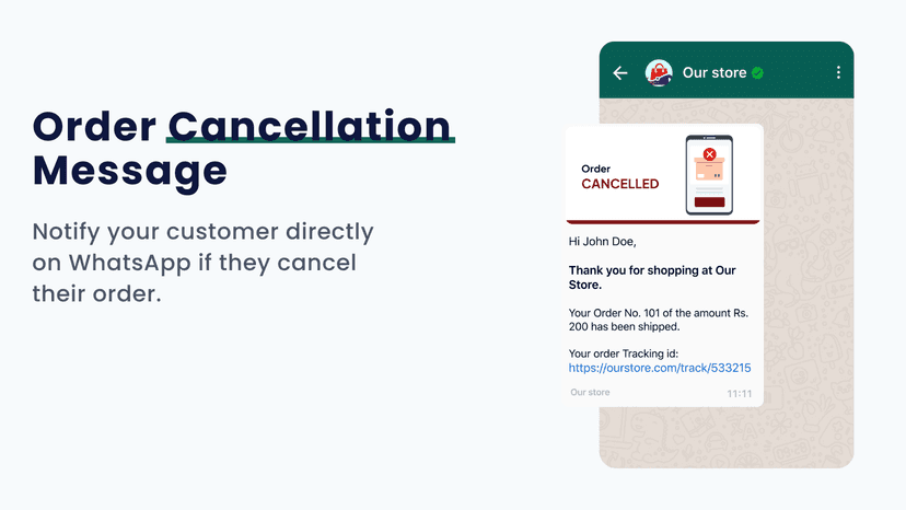 Order Cancellation Message