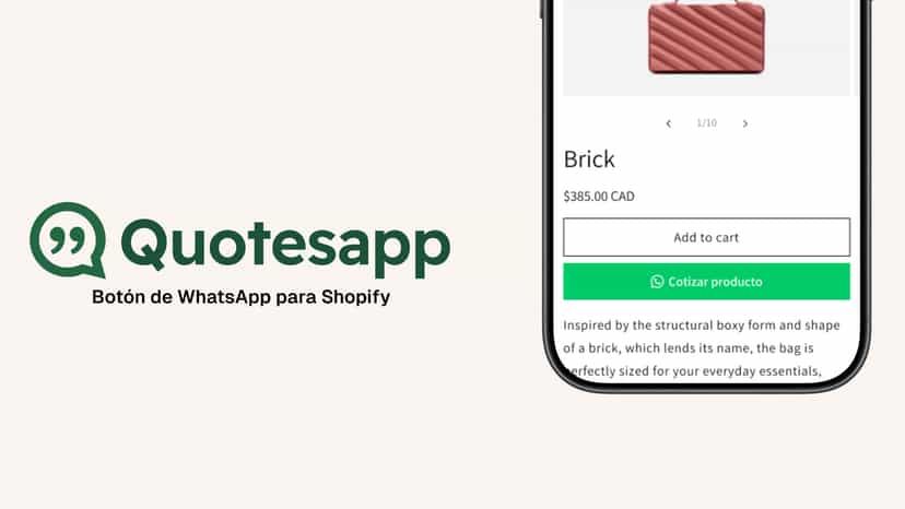 Quotesapp: botón de WhatsApp para páginas de producto Shopify