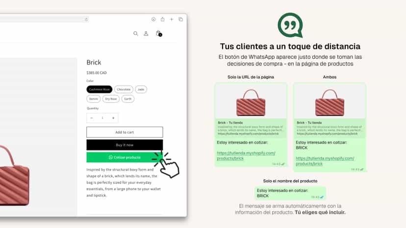 Mensajes automáticos con nombre y URL del producto