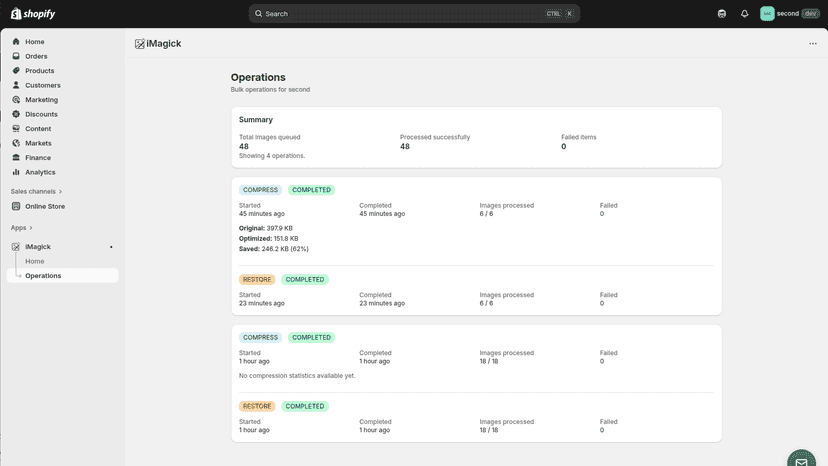 Operations page