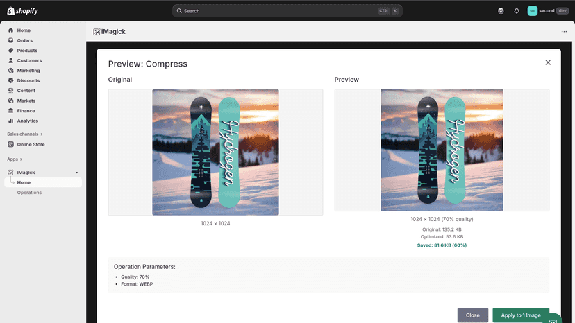 Preview modal