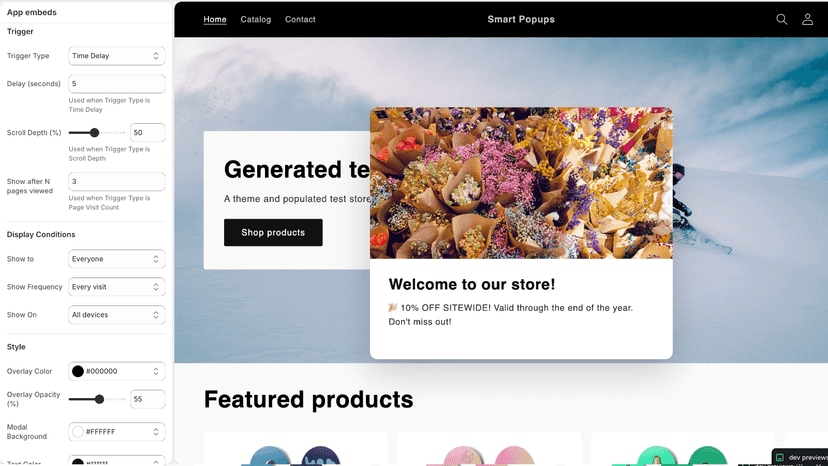 Customiser settings 2