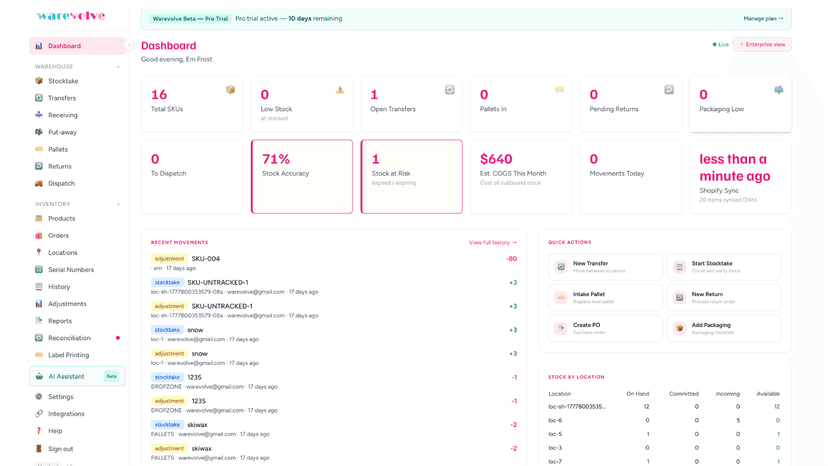 Warevolve WMS for Merchants