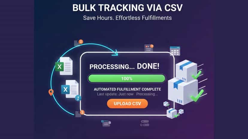 Bulk tracking updates via CSV or Excel file upload.