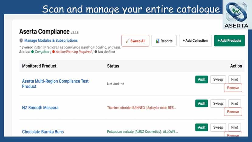 Clear desktop management of your product listings compliance
