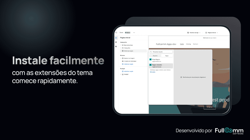 Instalação fácil com extensões de tema.