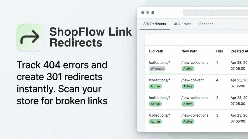 Dashboard manager for 301 and 404 redirects
