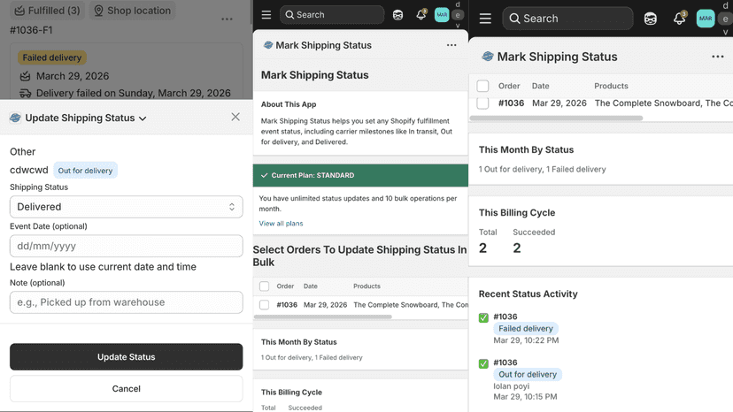 Mobile View: order timeline with accurate shipping status events