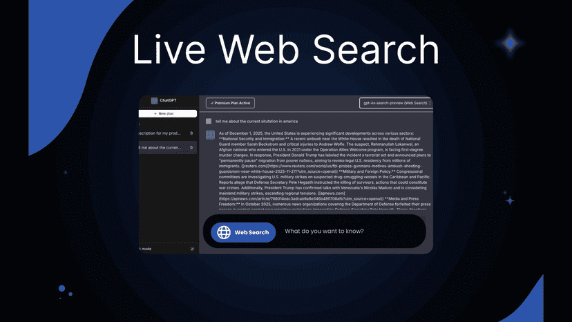 ChatGPT live web search chatbot AI for real time answers tasks