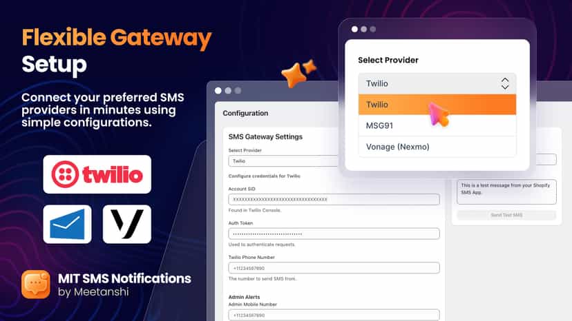 Integrate with Twilio, Vonage, and MSG91