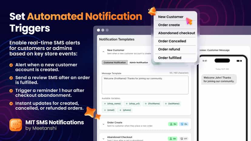 Automated SMS notifications for various events