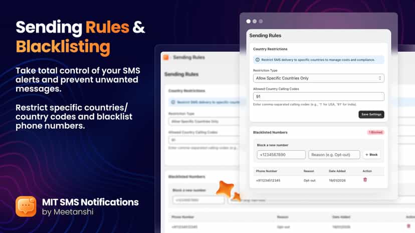 Set up sending rules and blacklist numbers