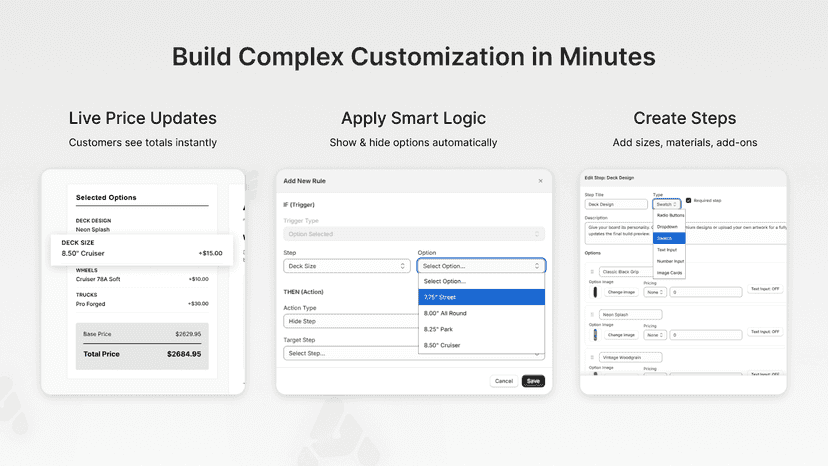 build complex customization in minutes