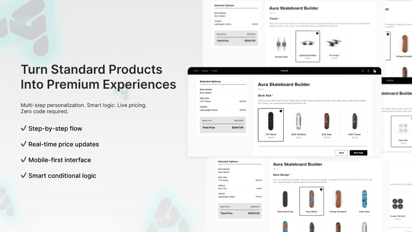 AuraCustomizer shopify custom product builder form