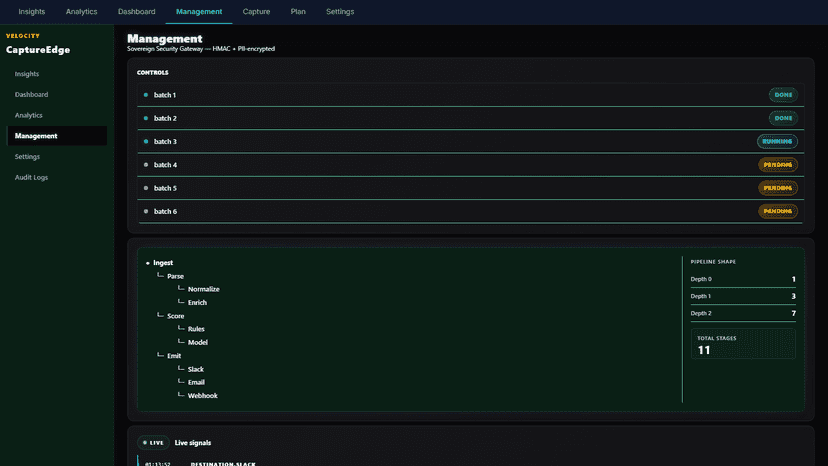 CaptureEdge Management — role-based access control