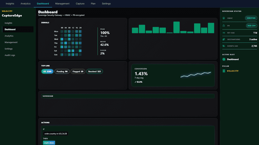 CaptureEdge Settings — configure alerts and thresholds