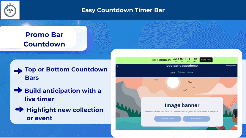Promo bar countdown timer