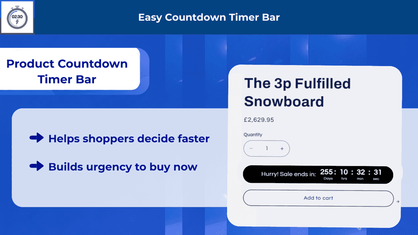 product page countdown timer bar