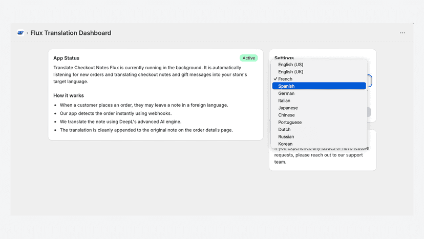choose language in which you want to Translate Checkout Notes